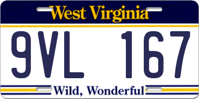 WV license plate 9VL167