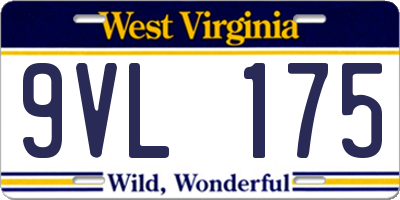WV license plate 9VL175