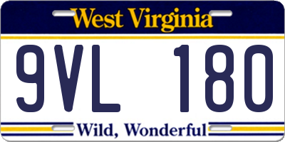 WV license plate 9VL180