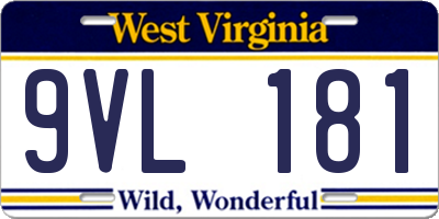 WV license plate 9VL181
