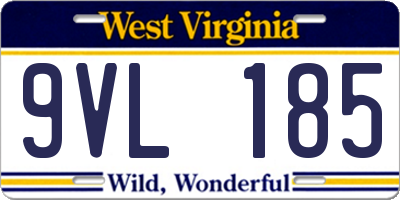 WV license plate 9VL185