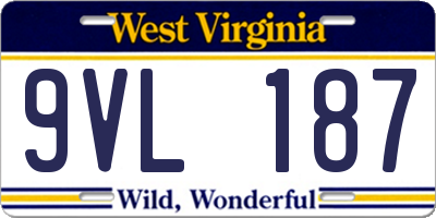 WV license plate 9VL187