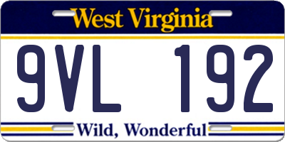 WV license plate 9VL192