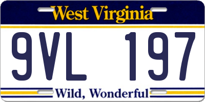 WV license plate 9VL197