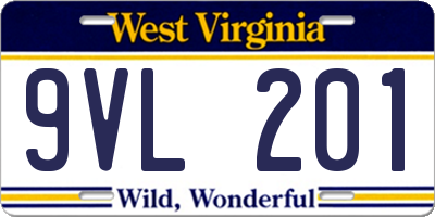 WV license plate 9VL201