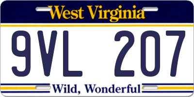 WV license plate 9VL207