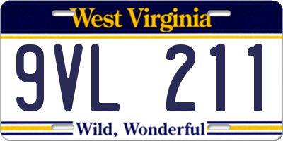 WV license plate 9VL211