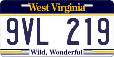 WV license plate 9VL219
