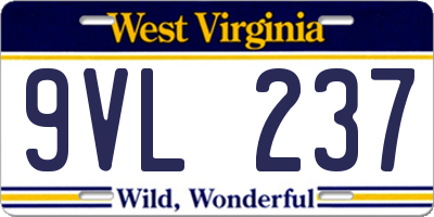 WV license plate 9VL237