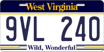 WV license plate 9VL240