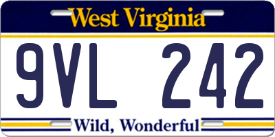 WV license plate 9VL242