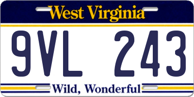 WV license plate 9VL243