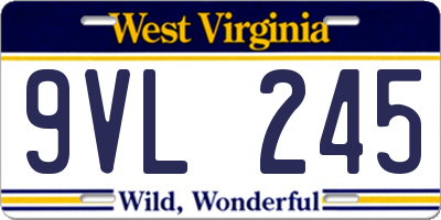 WV license plate 9VL245