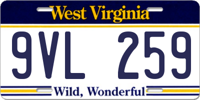 WV license plate 9VL259