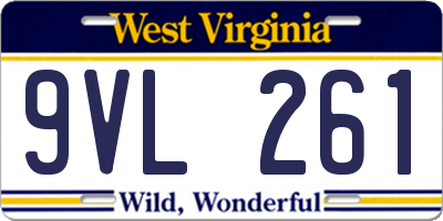 WV license plate 9VL261