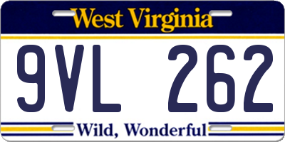 WV license plate 9VL262