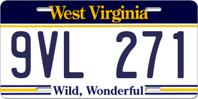 WV license plate 9VL271