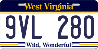 WV license plate 9VL280