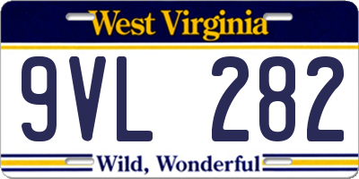 WV license plate 9VL282