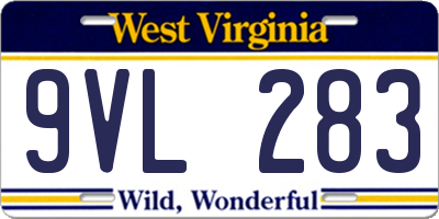WV license plate 9VL283