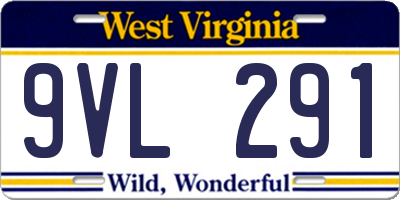 WV license plate 9VL291