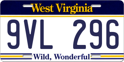 WV license plate 9VL296