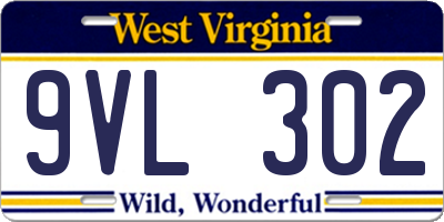 WV license plate 9VL302