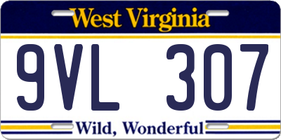 WV license plate 9VL307