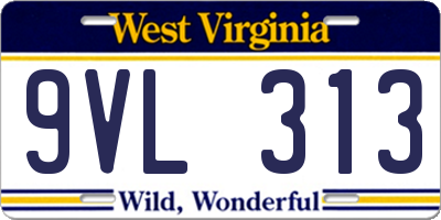 WV license plate 9VL313
