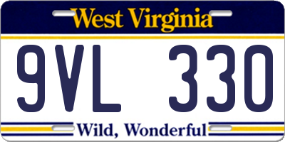 WV license plate 9VL330