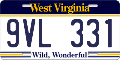 WV license plate 9VL331