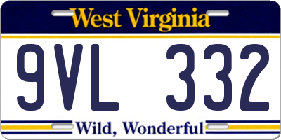 WV license plate 9VL332