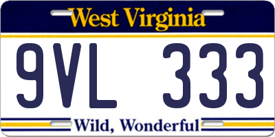 WV license plate 9VL333