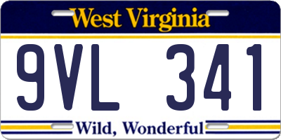 WV license plate 9VL341