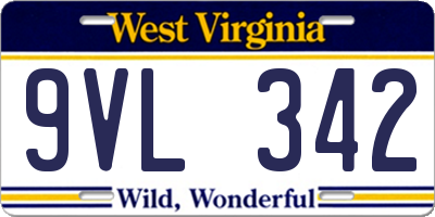 WV license plate 9VL342