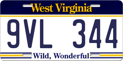 WV license plate 9VL344