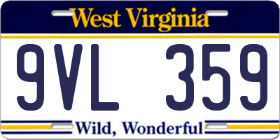 WV license plate 9VL359