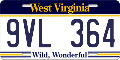 WV license plate 9VL364