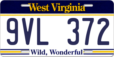 WV license plate 9VL372