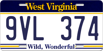 WV license plate 9VL374