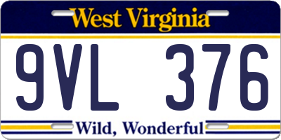 WV license plate 9VL376
