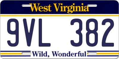 WV license plate 9VL382