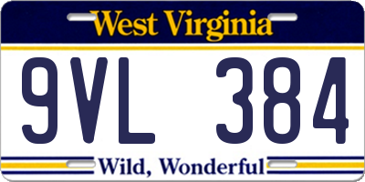 WV license plate 9VL384