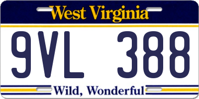WV license plate 9VL388