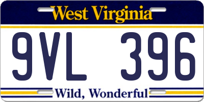 WV license plate 9VL396