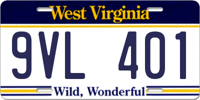 WV license plate 9VL401