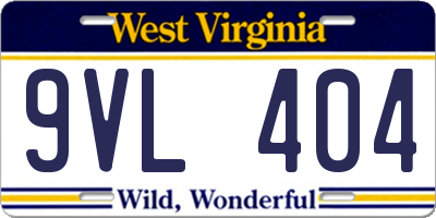 WV license plate 9VL404