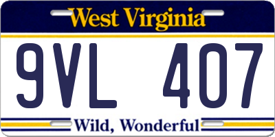 WV license plate 9VL407