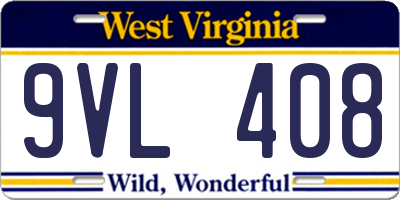 WV license plate 9VL408