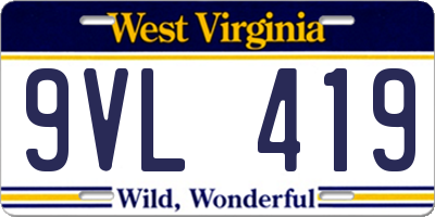 WV license plate 9VL419
